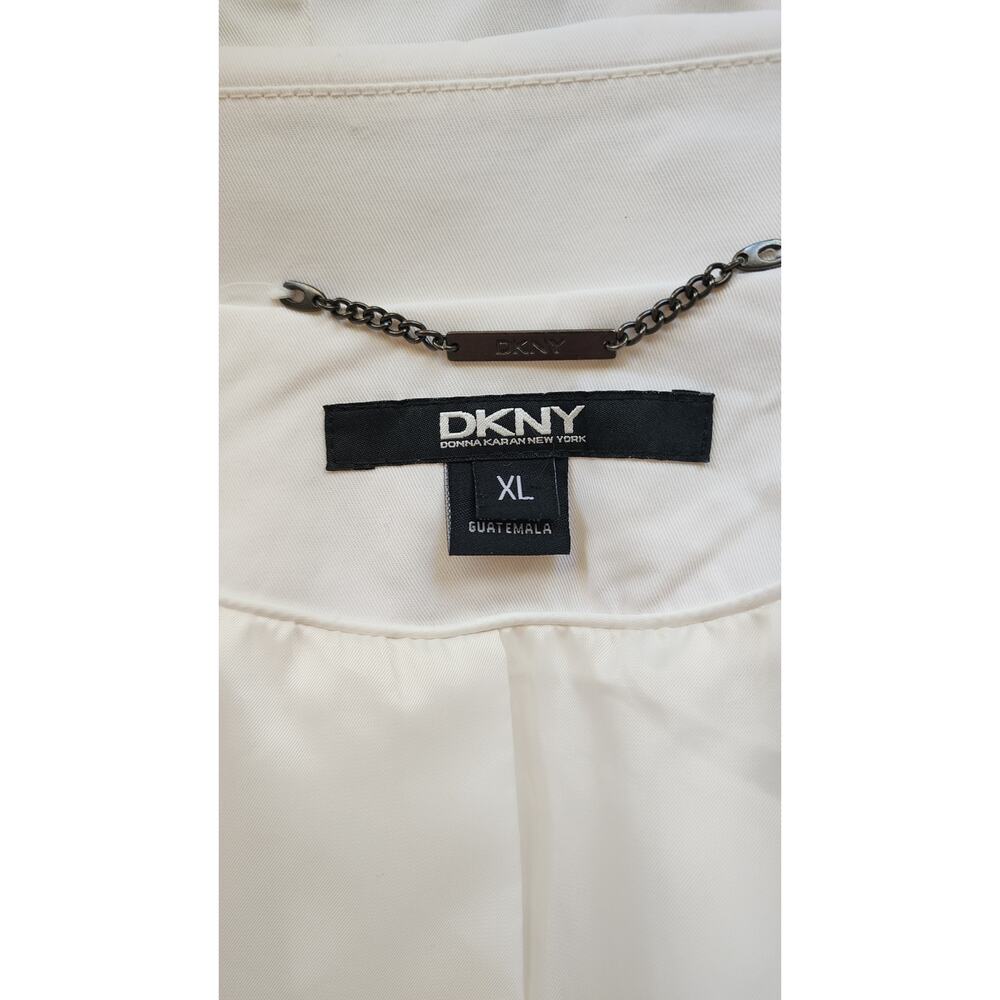 Donna Karen New York(DKNY) Womens XL White Black Lined Trench Coat Belted - Picture 4 of 7